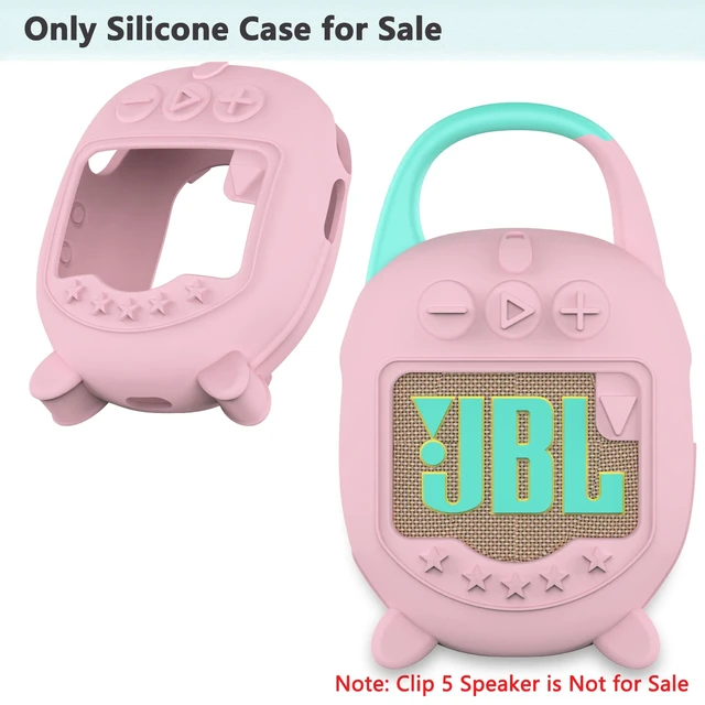 Alt view image 2 of 7 - Silicone Cover Case for JBL Clip 5 Portable Bluetooth Speaker, Pink Protective Soft Skin for Clip 5 Speaker Holder Accessories, Portable Stand Up Case, Shockproof and Anti-Scratch Cover