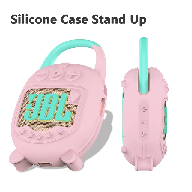 Alt view image 4 of 7 - Silicone Cover Case for JBL Clip 5 Portable Bluetooth Speaker, Pink Protective Soft Skin for Clip 5 Speaker Holder Accessories, Portable Stand Up Case, Shockproof and Anti-Scratch Cover