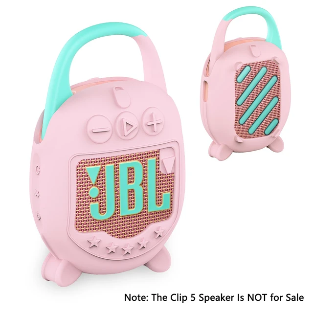 Alt view image 5 of 7 - Silicone Cover Case for JBL Clip 5 Portable Bluetooth Speaker, Pink Protective Soft Skin for Clip 5 Speaker Holder Accessories, Portable Stand Up Case, Shockproof and Anti-Scratch Cover
