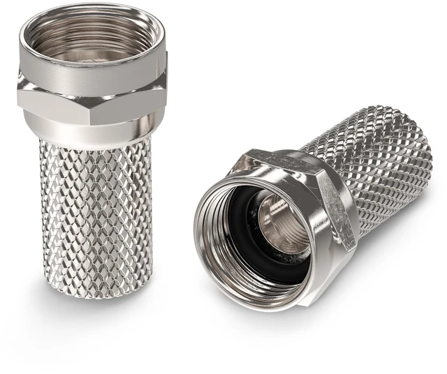 Main image of RG6 Screw-On Connectors - Twist-On F-Type Connectors for Coaxial Cable - Indoor/Outdoor Coax Fittings with No Tools Required - 25 PCS