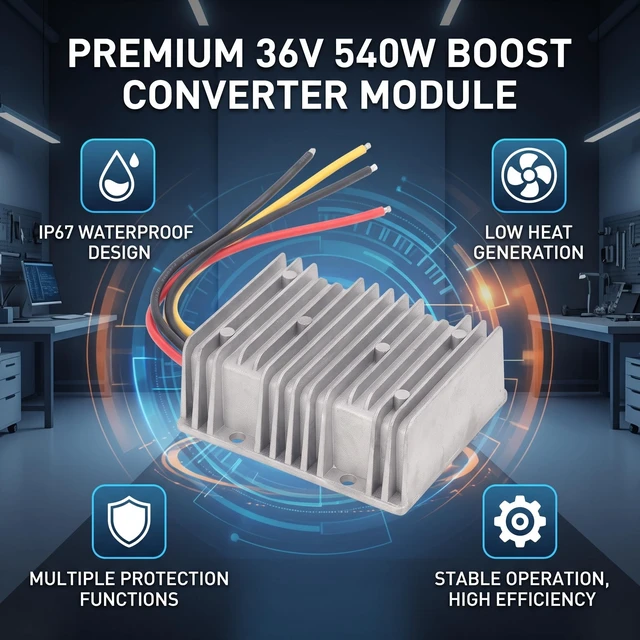 Alt view image 5 of 7 - DC 12V 24V to 36V Boost Converter 540W 15A Step Up Voltage Regulator IP67 for Car Audio and Power Supply