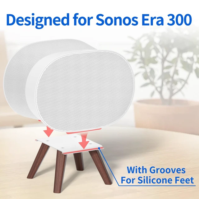 Alt view image 2 of 7 - Wooden Table Stand for Sonos Era 300 Space Saving Desktop Speaker Stand Compatible with Sonos Era 300 Desk Stand Holder for Decorations, White