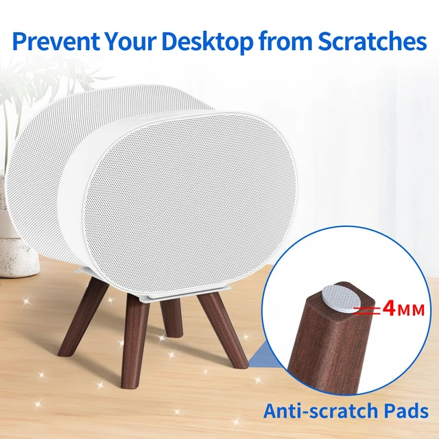 Alt view image 3 of 7 - Wooden Table Stand for Sonos Era 300 Space Saving Desktop Speaker Stand Compatible with Sonos Era 300 Desk Stand Holder for Decorations, White