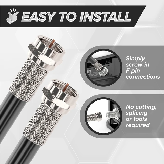 Alt view image 6 of 7 - RG6 Screw-On Connectors - Twist-On F-Type Connectors for Coaxial Cable - Indoor/Outdoor Coax Fittings with No Tools Required - 25 PCS