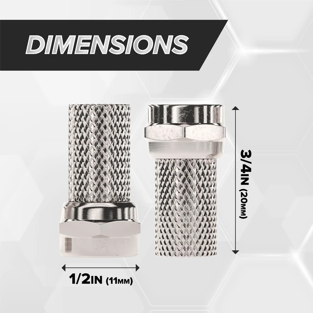Alt view image 7 of 7 - RG6 Screw-On Connectors - Twist-On F-Type Connectors for Coaxial Cable - Indoor/Outdoor Coax Fittings with No Tools Required - 25 PCS