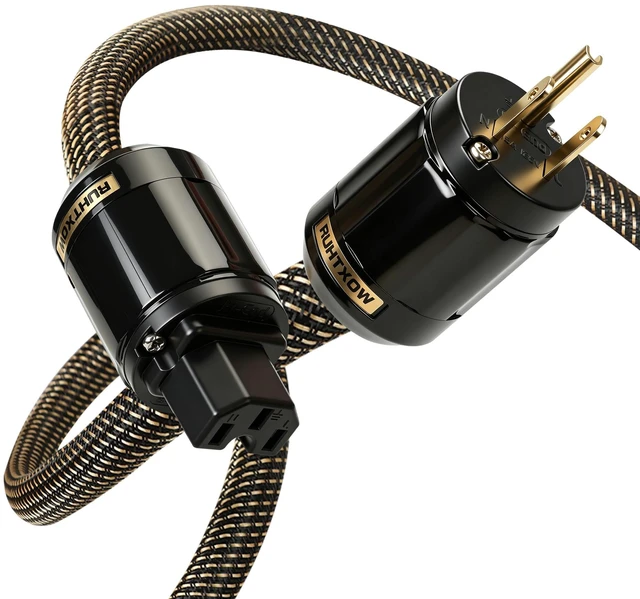 Main image of Audiophile Power Cable,5N OFC Nylon Braided HiFi Power Cord 24K 5m Gold Plugs,Anti-Interference,Ultra-Stiff Braided,HiFi Power Cables for Amp DAC Studio Monitor(4.92 ft/59.06 in)