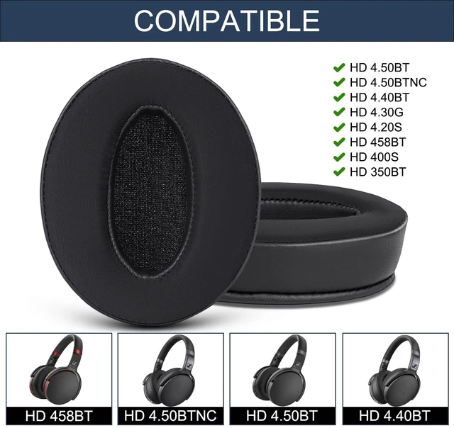 Alt view image 2 of 7 - Cooling-Gel Ear Pads for Sennheiser HD4.50BT HD4.50BTNC HD4.40BT - Black Replacement Also for 4.50SE / 4.30G / 4.20S / 458BT / 450 / 450BT / 400S / 350BT, Ice Silk Fabric & High-Density Foam