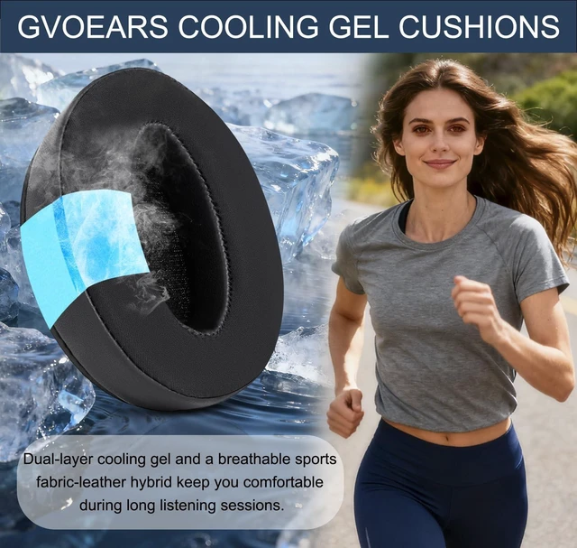 Alt view image 4 of 7 - Cooling-Gel Ear Pads for Sennheiser HD4.50BT HD4.50BTNC HD4.40BT - Black Replacement Also for 4.50SE / 4.30G / 4.20S / 458BT / 450 / 450BT / 400S / 350BT, Ice Silk Fabric & High-Density Foam