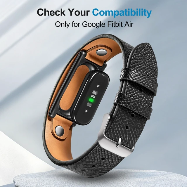 Alt view image 4 of 7 - Band for Google Fitbit Air Genuine Leather Strap Wristband Men Women (No Tracker)