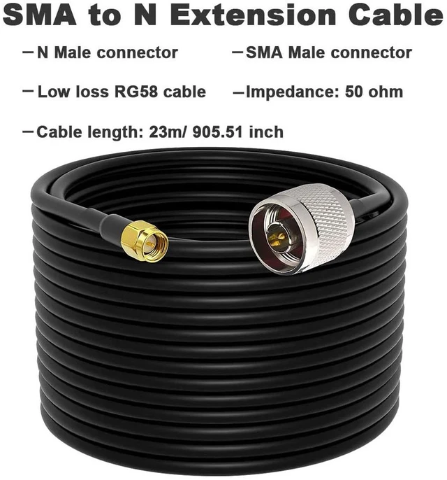 Alt view image 4 of 6 - 75ft N Male to SMA Male RG58 Coax Cable for Antenna & SDR 75ft RF jumper for nearby antennas, SDR receivers and compatible 50-ohm equipment; standard SMA, not RP-SMA