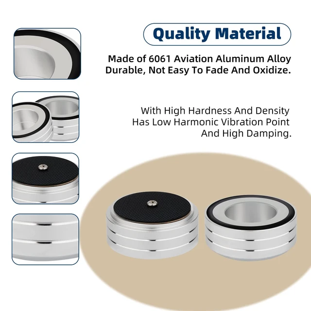 Alt view image 4 of 7 - Audio Isolation Feet Aluminum Load 400KG Amplifier Feet 58 * 22MM(4Pcs) Turntable Isolation Pad with Adhesives/Screw for Audio,Speakers,Subwoofers, Turntable,Amplifier,DAC(Silver)