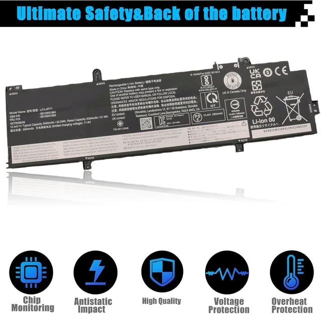 Alt view image 4 of 7 - L21L4P71 SB10W51964 Laptop Battery Replacement for Lenovo ThinkPad T14 Gen 3 Gen 4 P14s Gen 3 Gen 4 Series L21M4P72 SB10W51966 L21D4P71 SB10W51968 L21C4P71 SB10W51967 L21M4P71 SB10W51965 52.5Wh