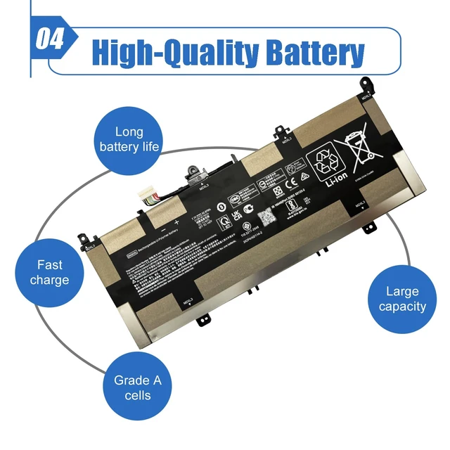 Alt view image 5 of 6 - 50.97Wh DK04XL Laptop Battery Replacement for HP Chromebook x360 13c Series Enterprise Elite C1030 Series L93531-2C1 HSTNN-DB9W DK04050XL 7.7V 6290mAh