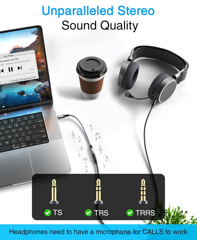 Alt view image 2 of 7 - USB C to 3.5mm Audio Adapter - (18cm, Female AUX to USB C Adapter, USBC to Headphone Jack, USB-C Dongle, Type C to 1/8) - Compatible with Phone, Tablets, Laptops, Headset, Speakers