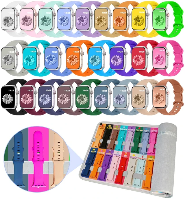 Alt view image 4 of 7 - 26 Pack Sport Bands Compatible for Apple Watch Bands 38/40/41/42/44/45/46/49mm with Portable Fun Alphabet Printed Storage Bag, Soft Silicone Strap for Women Men iWatch Band Series 11 10 9 8 7 6 5 4 SE