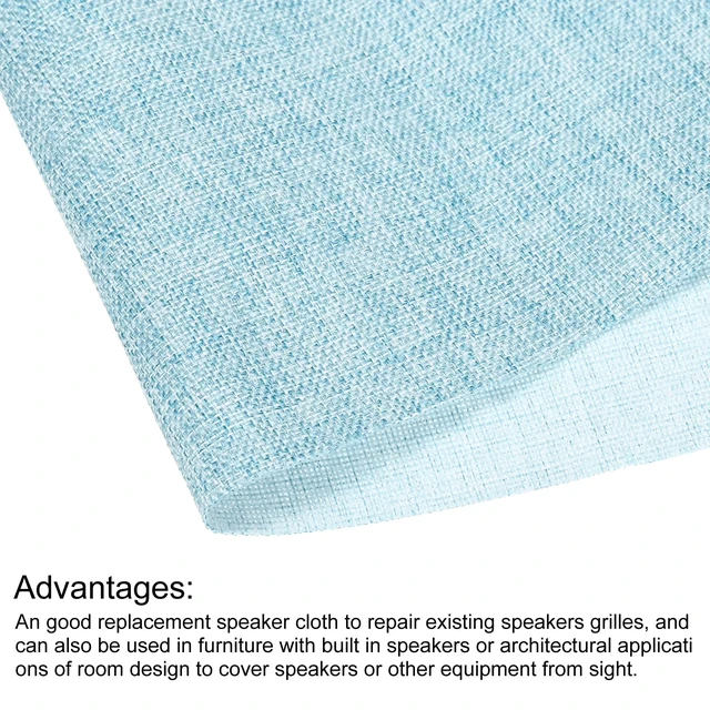 Alt view image 4 of 5 - Light Blue Speaker Grill Cloth 40"x58" Stereo Box Fabric Protective Dustproof Mesh Breathable Replacement Cover for Home Stage Speakers,Media Cabinet,KTV Box(1x1.48m)