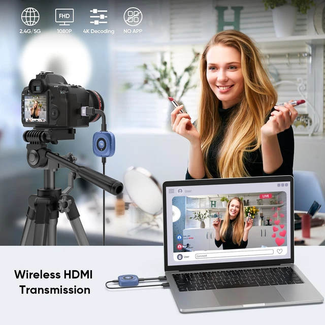 Alt view image 7 of 7 - Wireless HDMI Transmitter and Receiver 4K Decoding 1080P Out, 328FT/100M Wireless HDMI Extender for Seamless High-Definition Streaming from Laptop/PC/TV Box to Monitor/TV/Projector