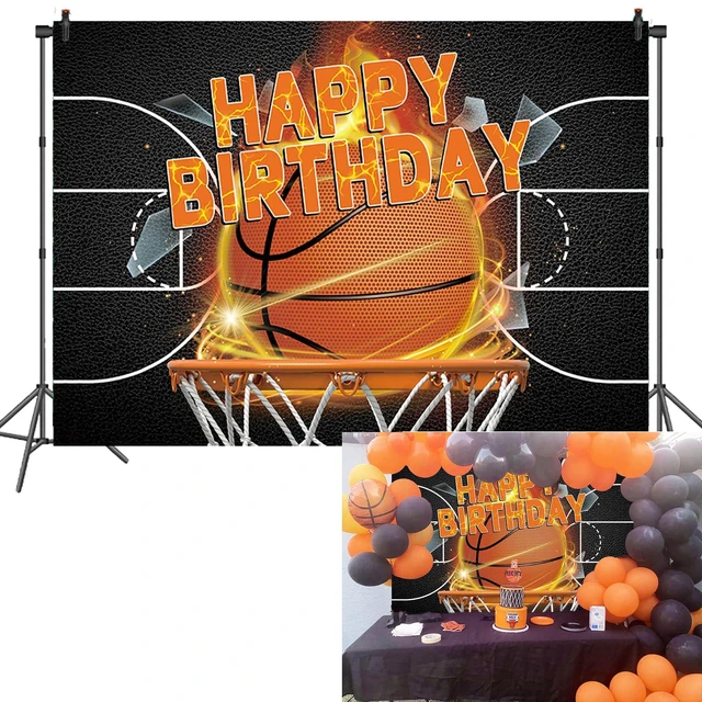 Main image of Basketball Birthday Backdrop Banner Basketball Theme Party Backdrop Decorations 8x6FT Boy Kids Basketball Court Sport Happy Birthday Party Decor Photo Booths