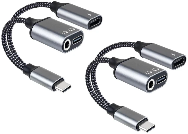 Main image of USB C to 3.5mm Headphone Adapter with PD Fast Charging, Aux for iPhone 16 3-in-1 USB-C to 3.5mm Headphone Adapter & Charger, Type-C to Dual USB-C & Aux Audio Compatible with iPhone 15 Pro Max