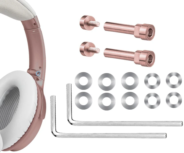 Main image of Metal Swivel Pins Replacement Parts Kit for Bose QuietComfort 35/QC35/QC35 II/QC45/QuietComfort SE (QC SE)/Quiet Comfort Wireless Headphones, Hinge Screws Accessories and Gasket - Rose Gold