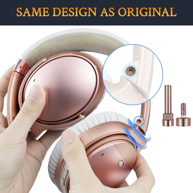 Alt view image 3 of 7 - Metal Swivel Pins Replacement Parts Kit for Bose QuietComfort 35/QC35/QC35 II/QC45/QuietComfort SE (QC SE)/Quiet Comfort Wireless Headphones, Hinge Screws Accessories and Gasket - Rose Gold