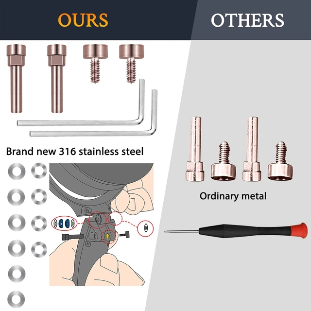 Alt view image 4 of 7 - Metal Swivel Pins Replacement Parts Kit for Bose QuietComfort 35/QC35/QC35 II/QC45/QuietComfort SE (QC SE)/Quiet Comfort Wireless Headphones, Hinge Screws Accessories and Gasket - Rose Gold