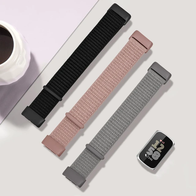Alt view image 2 of 7 - Nylon Watch Bands Compatible with Fitbit Charge 6/Charge 5 3 Pack Hook and Loop Soft Lightweight Breathable Wristband Adjustable Sport Strap for Charge 6/5 Accessory Women Men
