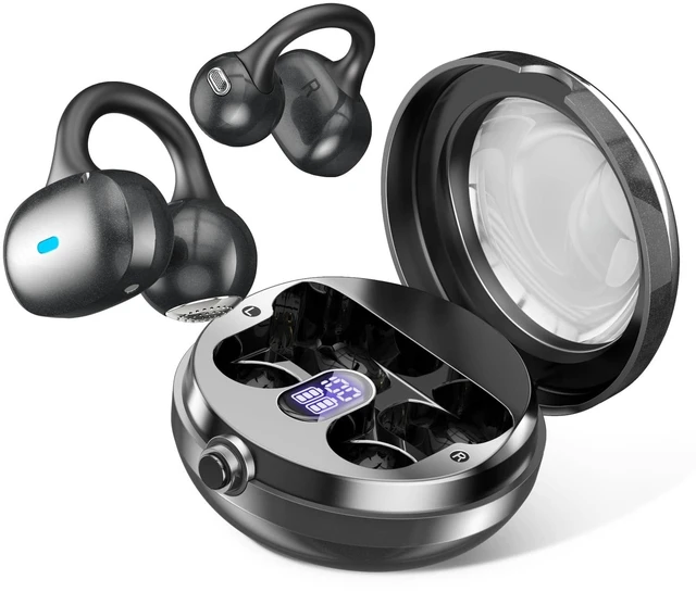 Main image of Open Ear Headphones, Bluetooth 5.4 Clip On Headphones, 40H Playtime Wireless Stereo Earbuds with LED Digital Display, Lightweight Stylish Open Earphones for Daily Use, Commuting and Travel Relax