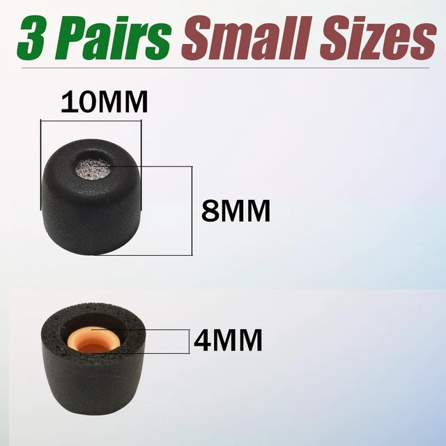 Alt view image 5 of 6 - Small (S) Memory Foam Earbuds Tips Replacement for Small Ear Canals 3 Pairs Universal Anti Slip Foam Ear Tips with Filter Screen, Noise Isolating Secure Fit for Slim Ear Canals, Black