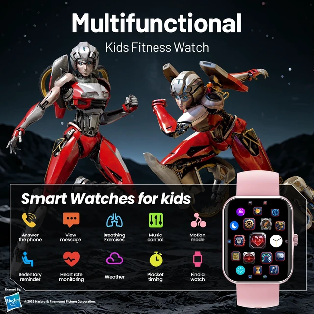 Alt view image 2 of 7 - Fitness Tracker Smartwatch, Kids Smartwatch IP68, Fucsia Smartwatch for Kids 1.83-inch HD, Voice Calls, Sleep Calories Sports Mode, Pedometer Bluetooth Music Message Notifications