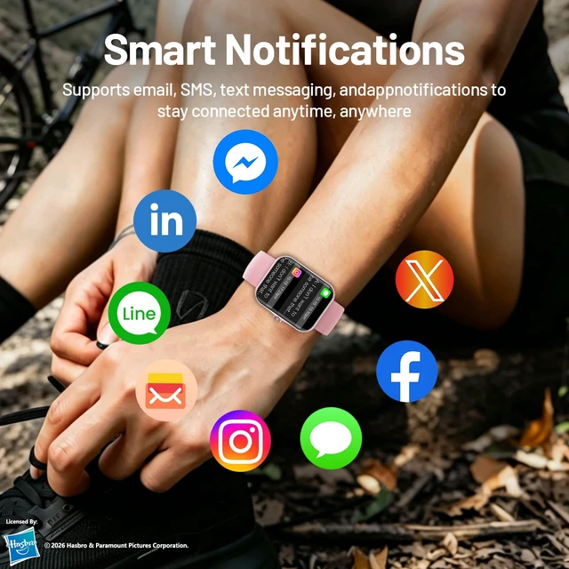 Alt view image 7 of 7 - Fitness Tracker Smartwatch, Kids Smartwatch IP68, Fucsia Smartwatch for Kids 1.83-inch HD, Voice Calls, Sleep Calories Sports Mode, Pedometer Bluetooth Music Message Notifications