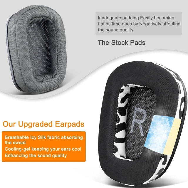 Alt view image 5 of 7 - Cooling Gel Ear Pads Cushions Replacement for Logitech G35 G930 G933 G935 G633 G635 G533 G430 G431 G432 G433 Gaming Headset, Earpads for G332 G230 G231 G233 Headphones - Snow Leopard
