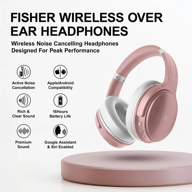 Alt view image 3 of 7 - Pro Active Noise Cancelling Headphones,Over-Ear Headphones Wireless Bluetooth 5.3, Microphone, Lightweight Comfortable Headset for Home, Travel, Rechargeable Workout Headphones, Deep Base