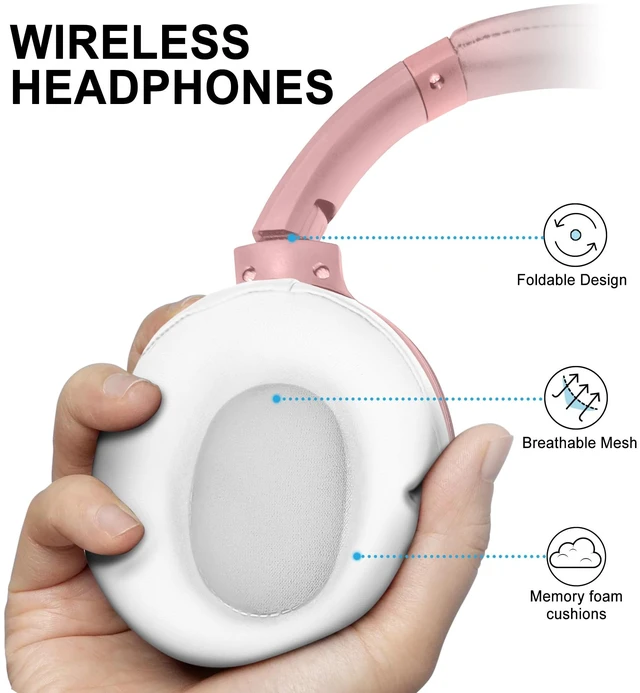 Alt view image 4 of 7 - Pro Active Noise Cancelling Headphones,Over-Ear Headphones Wireless Bluetooth 5.3, Microphone, Lightweight Comfortable Headset for Home, Travel, Rechargeable Workout Headphones, Deep Base