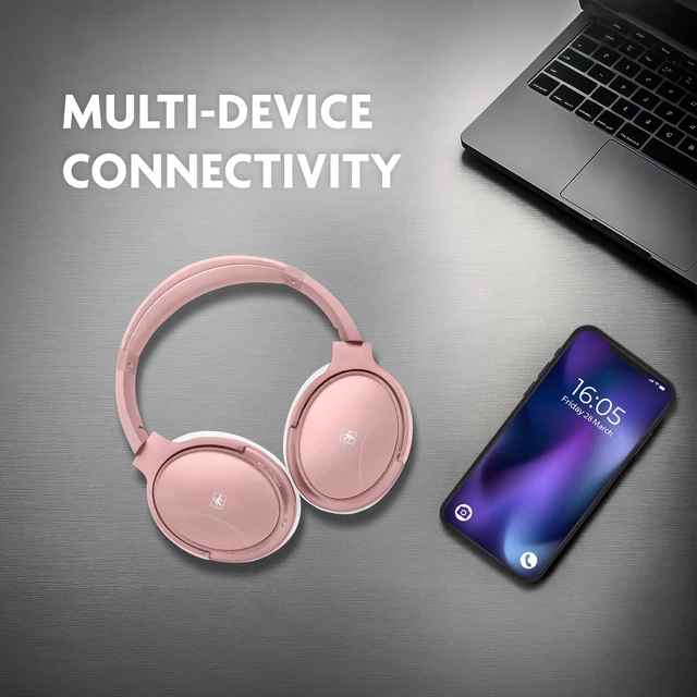 Alt view image 7 of 7 - Pro Active Noise Cancelling Headphones,Over-Ear Headphones Wireless Bluetooth 5.3, Microphone, Lightweight Comfortable Headset for Home, Travel, Rechargeable Workout Headphones, Deep Base