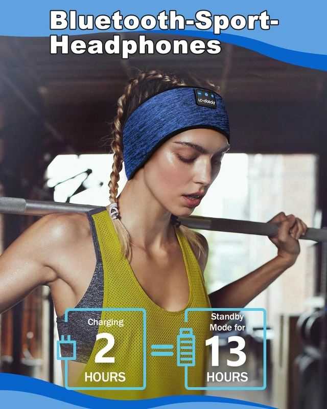 Alt view image 2 of 7 - Sleep Headphones Wireless Bluetooth Headbands, Women Sports Earphones Sweat Head Bands, Over-Ear Headphones Headbands for Women's Hair Ultra-Thin Perfect for Side Sleepers Workout Yoga