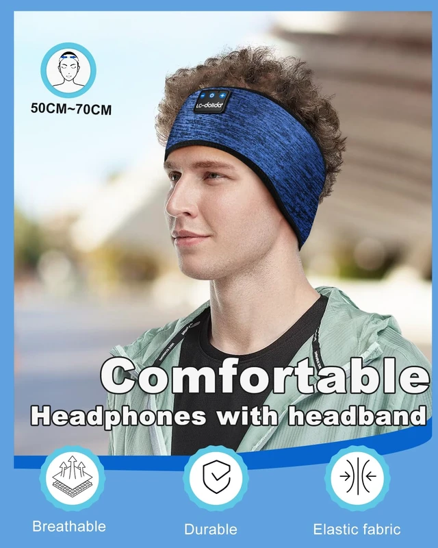 Alt view image 3 of 7 - Sleep Headphones Wireless Bluetooth Headbands, Women Sports Earphones Sweat Head Bands, Over-Ear Headphones Headbands for Women's Hair Ultra-Thin Perfect for Side Sleepers Workout Yoga