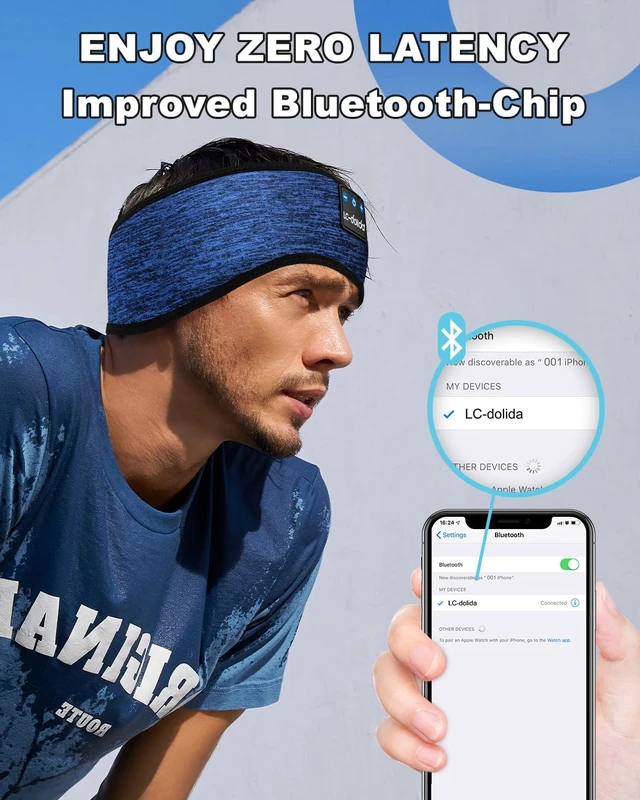 Alt view image 5 of 7 - Sleep Headphones Wireless Bluetooth Headbands, Women Sports Earphones Sweat Head Bands, Over-Ear Headphones Headbands for Women's Hair Ultra-Thin Perfect for Side Sleepers Workout Yoga