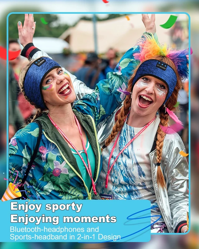 Alt view image 7 of 7 - Sleep Headphones Wireless Bluetooth Headbands, Women Sports Earphones Sweat Head Bands, Over-Ear Headphones Headbands for Women's Hair Ultra-Thin Perfect for Side Sleepers Workout Yoga