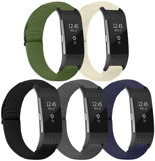 Main image of Elastic Bands Compatible with Fitbit Charge 2 Band, Adjustable Stretchy Soft Nylon Solo Loop Replacement Strap for Fitbit Charge 2 Women Men