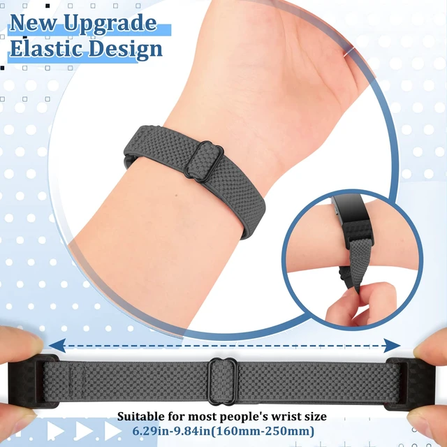 Alt view image 3 of 6 - Elastic Bands Compatible with Fitbit Charge 2 Band, Adjustable Stretchy Soft Nylon Solo Loop Replacement Strap for Fitbit Charge 2 Women Men