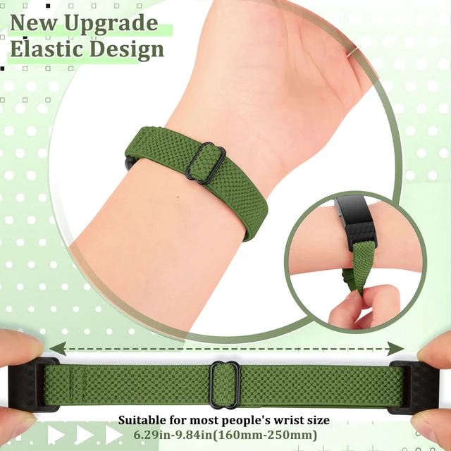 Alt view image 3 of 7 - Elastic Bands Compatible with Fitbit Charge 2 Band, Adjustable Stretchy Soft Nylon Solo Loop Replacement Strap for Fitbit Charge 2 Women Men