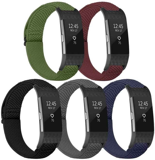 Main image of Elastic Bands Compatible with Fitbit Charge 2 Band, Adjustable Stretchy Soft Nylon Solo Loop Replacement Strap for Fitbit Charge 2 Women Men