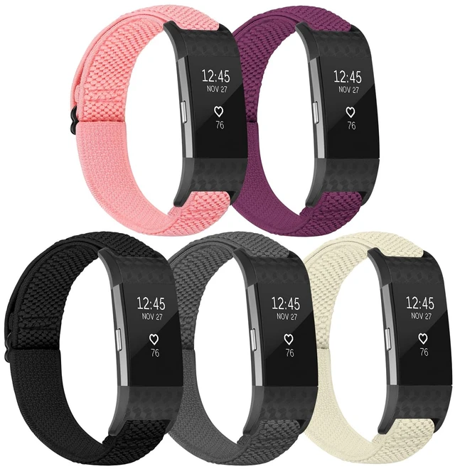 Main image of Elastic Bands Compatible with Fitbit Charge 2 Band, Adjustable Stretchy Soft Nylon Solo Loop Replacement Strap for Fitbit Charge 2 Women Men