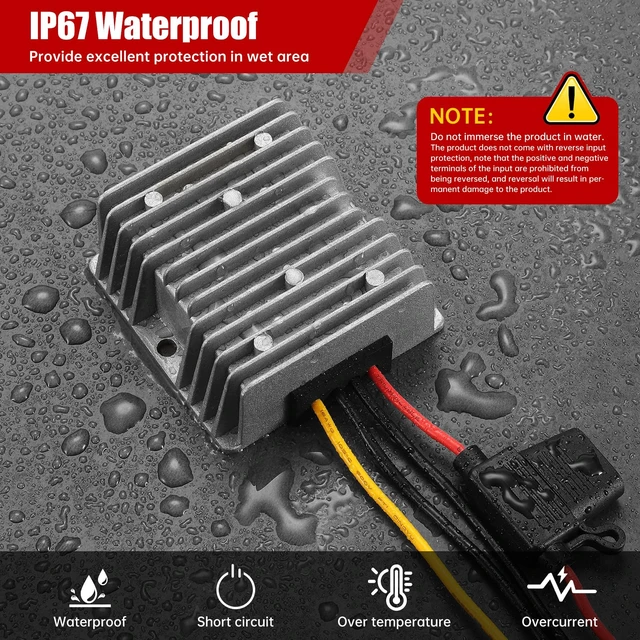 Alt view image 6 of 7 - 240W DC-DC Buck Converter, 30V-60V to 24V 10A, Waterproof Transformer for Truck/RV/Solar, Power Supply for CCTV Cameras, Overload and Short-Circuit Protection (IP67,)