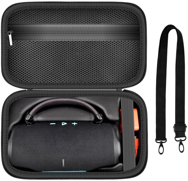 Main image of Hard Travel Case for JBL Charge 6 Speaker with Shoulder Strap Fixed tray, elastic strap and zippered mesh pocket organize the speaker, charger and cables, Black, Case Only