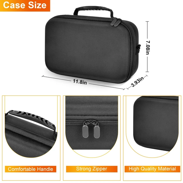 Alt view image 4 of 7 - Hard Travel Case for JBL Charge 6 Speaker with Shoulder Strap Fixed tray, elastic strap and zippered mesh pocket organize the speaker, charger and cables, Black, Case Only