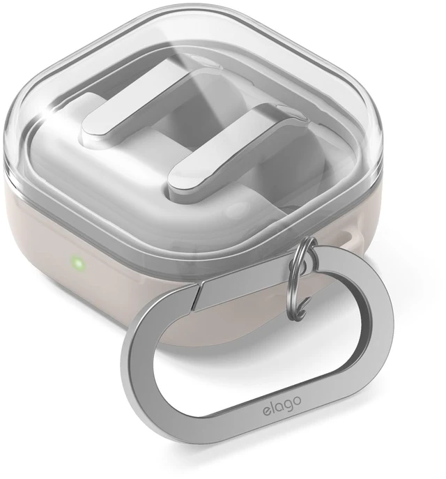Main image of Duo Case for Galaxy Buds 4 Pro & Galaxy Buds 4 Duo with Carabiner, Premium Silicone + TPU Cover, Wireless Charging, for Men, for Women (Clear - Stone)
