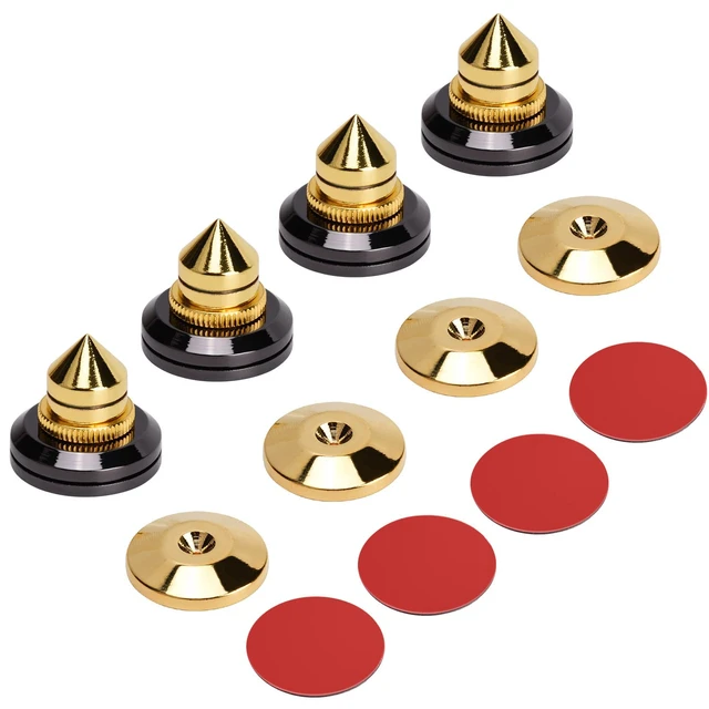 Alt view image 2 of 7 - Adjustable Speaker Isolation Spikes, 4 Pack Speaker Isolation Feet Anti Vibration Audio Feet for Subwoofer, Turntable, Amplifier, Speaker Stands & Home Audio Equipment Reduced Resonance