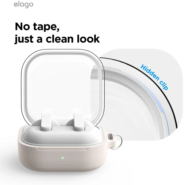 Alt view image 5 of 7 - Duo Case for Galaxy Buds 4 Pro & Galaxy Buds 4 Duo with Carabiner, Premium Silicone + TPU Cover, Wireless Charging, for Men, for Women (Clear - Stone)